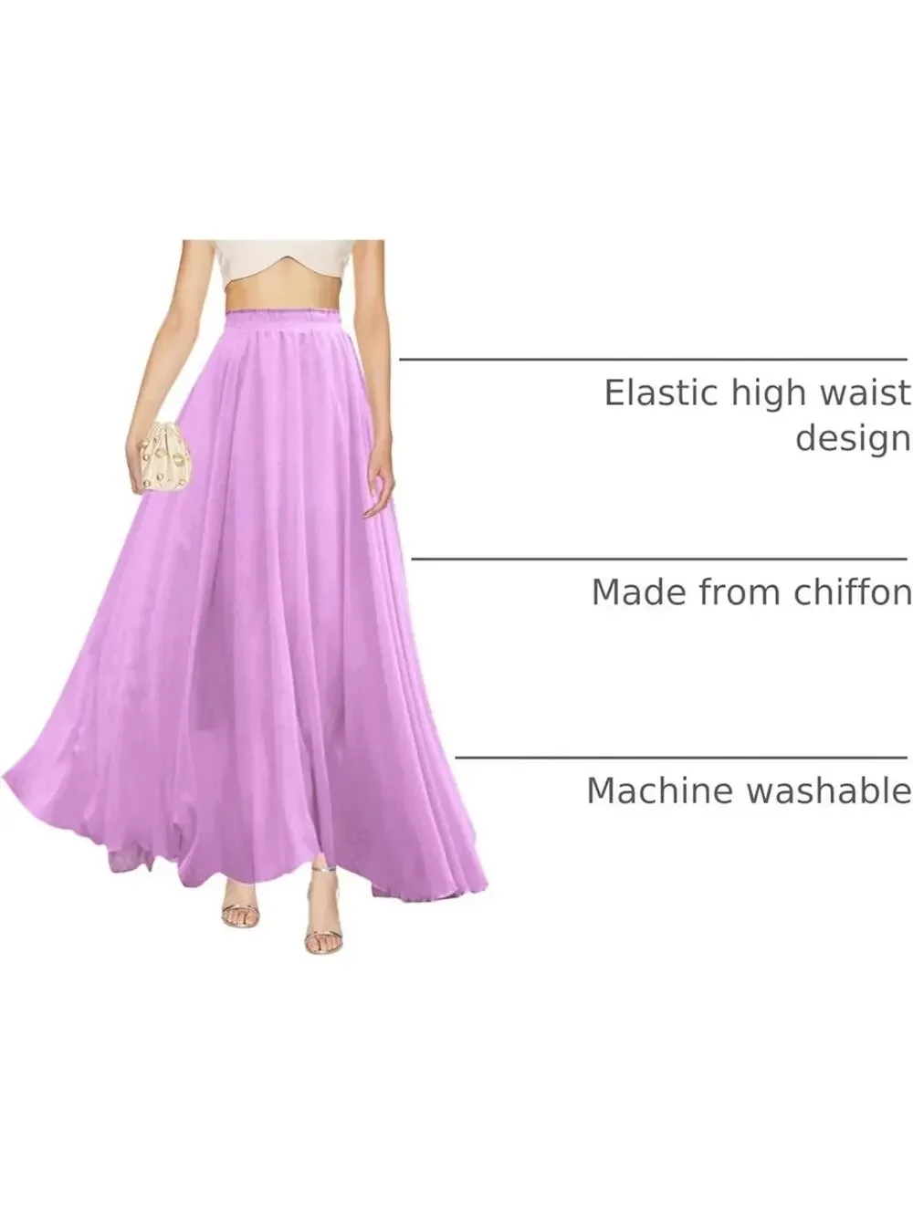 💕FLAW Elegant Lilac A-Line Maxi Skirt Renaissance Faire Cosplay - Picture 3 of 6